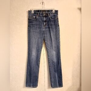 Lauren Jean Co Dark Wash Classic Straight Leg Denim Pants Midrise Denim Jeans